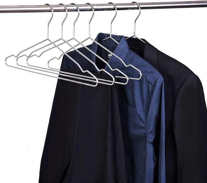 17 Inch Metal Clothes Hanger 20 Pack, 4.0mm Heavy Duty Shirt Blouse Hanger for Coat Suit Bridal Boutique, Space Saving Slim Wire Hanger for Camisole Trousers Wedding Dress（Sliver）
