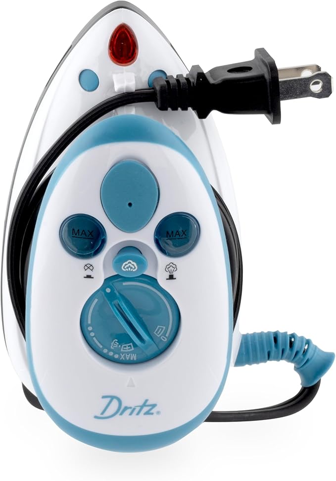Dritz Mighty Travel Steam Iron: Mini Iron for Quilting, Crafts & Sewing, Compact Portable Travel Steamer for Home & On-the-Go Use
