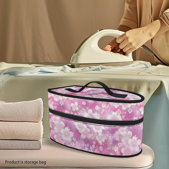 Pink Cherry Blossom Iron Portable Storage Bag for Travel Full Size Iron Tote Bag Compatible with Mini Project Steam Irons Portable Iron Protective Cover