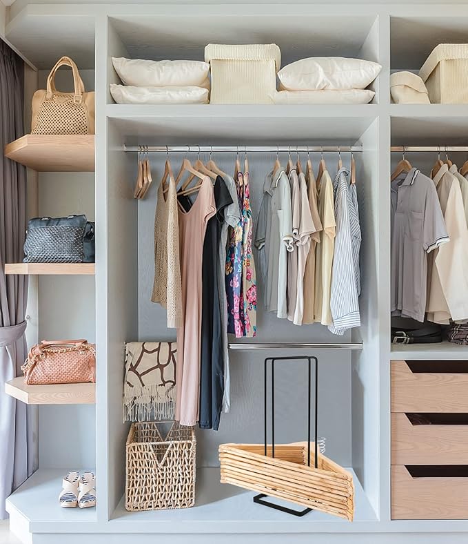2 Pack Hanger Storage Stacker Stand, Organizer for Laundry Room Closet, Space Saving, Portable, Sturdy, Adult & Child Hangers, Tidy Room