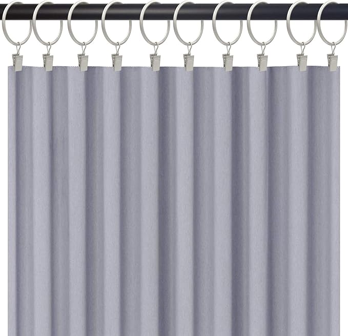 20 Pack Matte Silver Curtain Rings with Clips, Curtain Hooks Hangers Clip Rings for Hanging Drapes Bows Hat, Drapery Rings 1.77 in I D, Fits up to 1.5 in Diameter Curtain Rod.