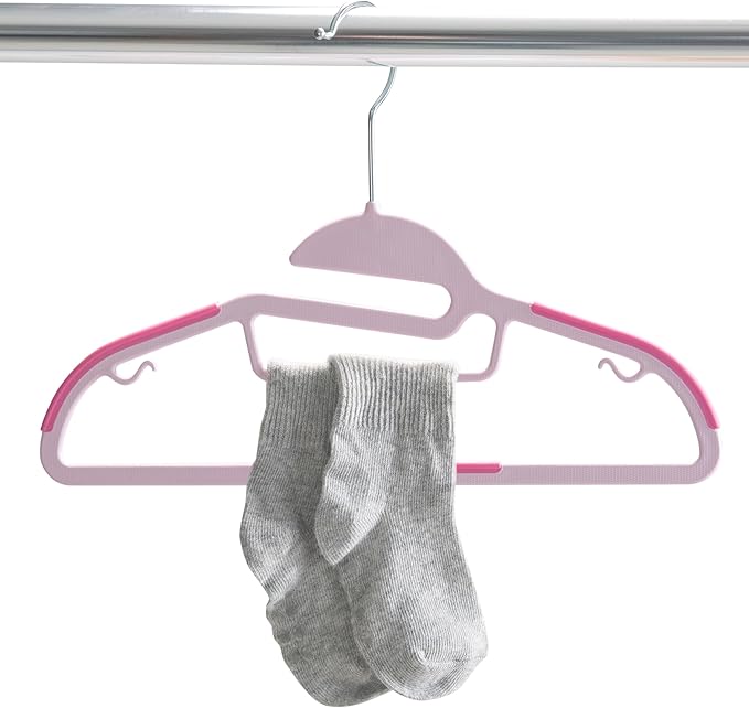 Simplify Kids 12 Pack Collar Ultimate Hangers, Non Slip Slim Space Savers, No More Stretching Baby Clothes, Pink, 3229-PINK