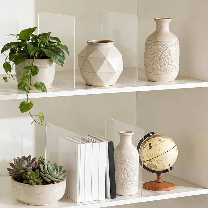 Shelf Dividers for Closet Organization: 12" Tall x 10" Deep Acrylic Closet Shelf Dividers for Clothes Sweater Purse - Clear Organizers and Storage Separators for Home Space Saver Enthusiasts