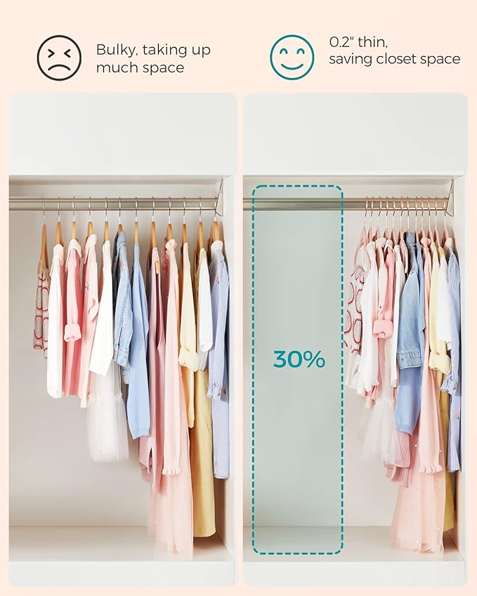 SONGMICS Baby Kids Hangers 50 Pack for Closet, 11.8 x 8.1 Inches, Rose Gold 360° Swivel Hooks, Space-Saving Clothes Velvet Hangers for Nursery, Non-Slip, Jelly Pink UCRF027P01