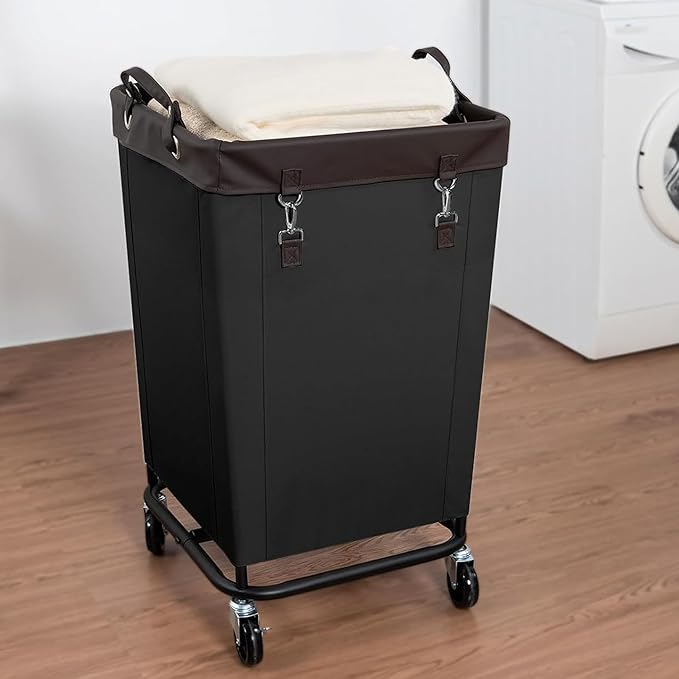 160L Laundry Hamper Sorter with Wheels, Extra Large Laundry Basket Heavy-Duty Rolling Cart with Removable Bags, Laundry Cart for Hotel and Home, Black
