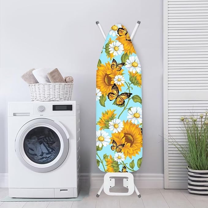 Flashideas Sunflower Butterfly Ironing Board Cover and Pad 15x54 Inch Standard Ironing Board Cover with Elastic Edge and Hook and Loop Fasteners Scorch and Stain Resistant Cotton