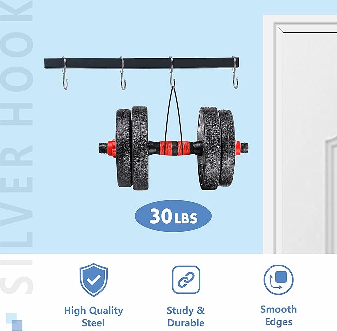 Vantasii 10 Pack S Hooks for Hanging, Rustproof S-Shaped Hook with Safety Buckle Heavy Duty Metal S Hanging Hook for Clothes, Pots, Pans, Kitchen Utensil, Cubicle, Closet Rob, Bags(3.5 inch, Silvery)