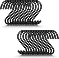 4 Inch 24 Pack Heavy Duty S Hooks - Vinyl Coated Non Slip, Black - Pot Rack, Closet, Kitchen, Plants, Clothes, Utensil, Pots, Pans, Bags