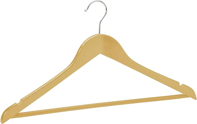 Simplify 3 Pack Natural Wood Hangers | Rolling Crossbar | Prevents Creasing & Wrinkles | Good for Coats | Dresses | Pants and Shirts