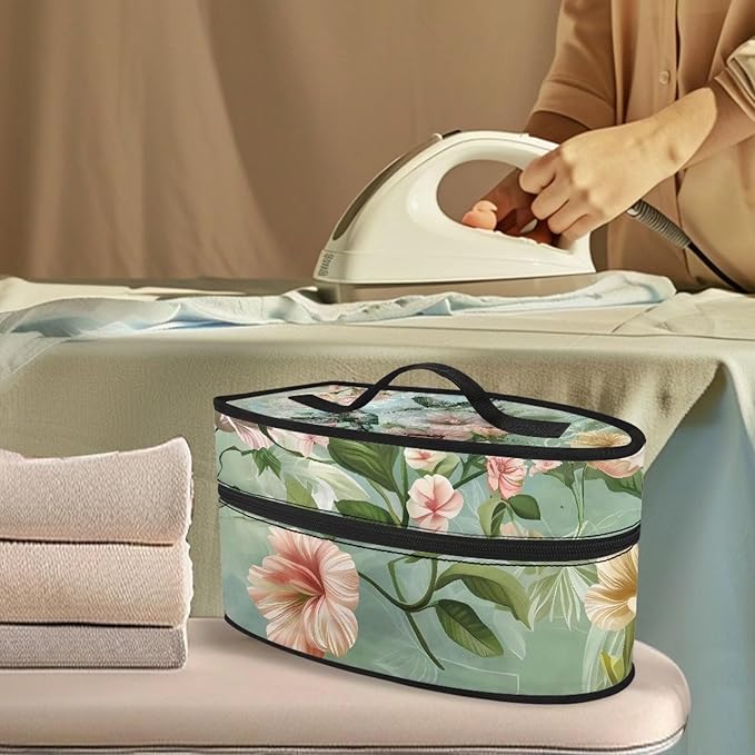 Hummingbird Iron Portable Storage Bag for Travel,Floral Fade Resistant Protective Carrying Bag Compatible with Full-Size Iron with Handle Zippered Bag,Case Only