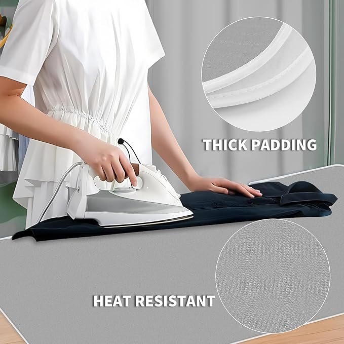 Ironing Mat Iron Anywhere Portable Ironing Pad with 3mm Padding for Steam Pressing on Tabletop or Bed - Heat Resistant, Portable, Quilting & Travel Blanket Ironing Board Alternative Cover