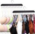 2 Pack Bra Hanger, Wooden Tank Top Hangers with 14 Foldable Hooks, Bra Hanger for Closet Organizer，Premium Wooden Space Saving Hangers Closet Organizers and Storage for Dorm & Apartment (Black)