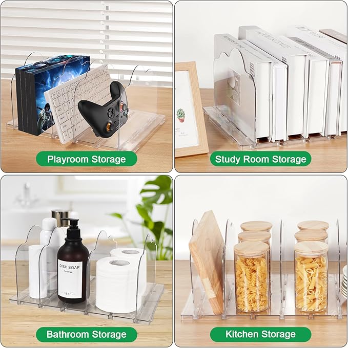 SOLY Purse Storage Organizer for Closet-Adjustable Shelf Dividers,2-Pack Clear Purse Organizers,for Handbags & Accessories Dividers in Bedroom, Clear(White)