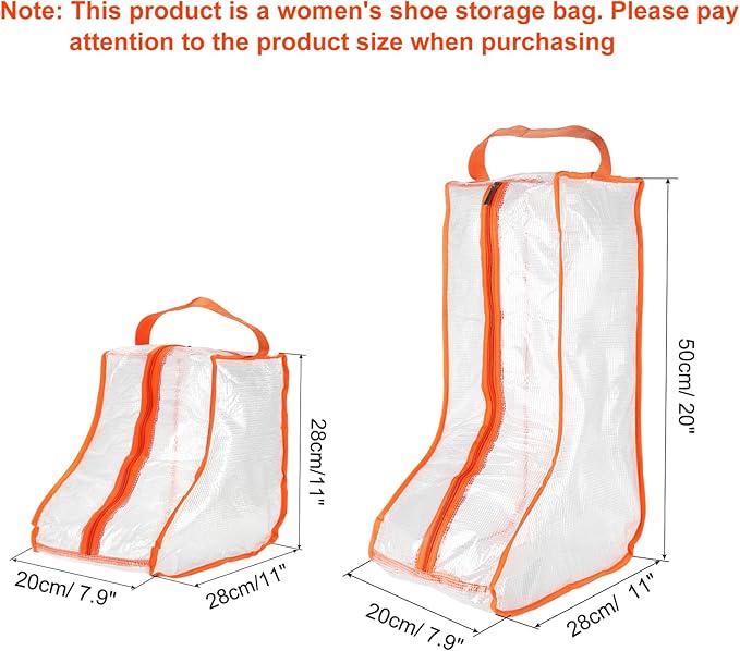 Patikil Boots Storage Bags, 4 Pack Waterproof Tall/Short Boot Carry Organizer Protector for Travel Daily Use, Orange
