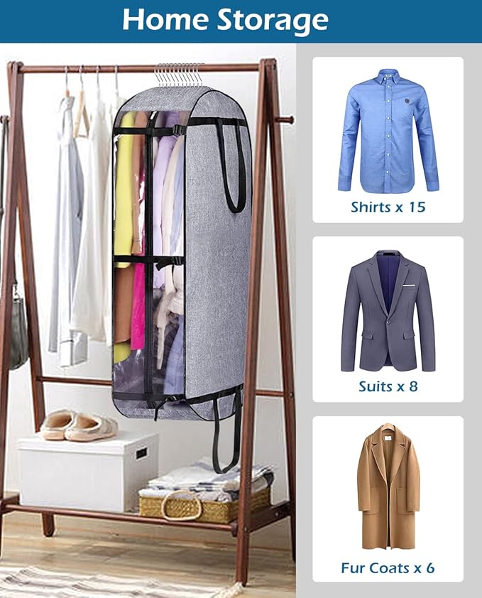 MISSLO 40" Garment Bags for Travel Moving Bags Heavy Duty Hanging Bags for Clothes Sturdy Oxford Fabric Travel Suit Bags for Closet Storage Suit Covers for Men Women