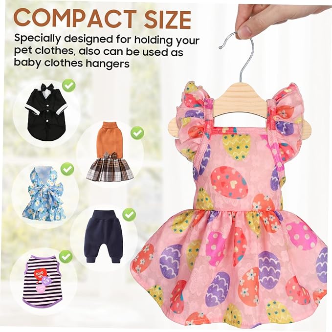 Dog Clothes Hangers- Wooden Pet Clothes Hangers Small Clothing Holder Pets Clothes Organizer for Puppy Clothes Storage