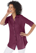 Woman Within Plus Size Pintucked Button Down Gauze Shirt
