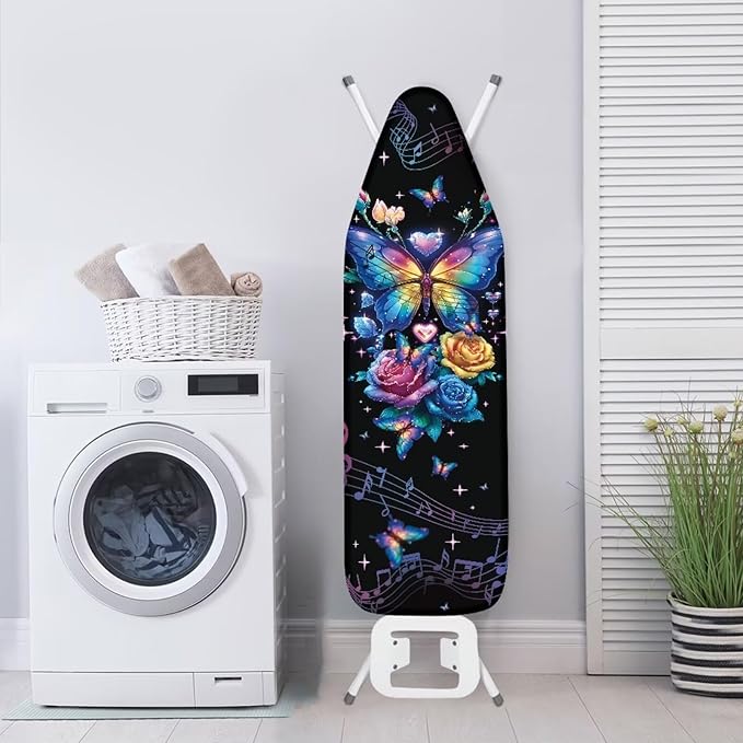 Waterproof Ironing Board Cover Buttefly Print Iron Board Cover with Padding 15x54 Inch Standard Size 54x16 inch Pressing Cloth for Ironing