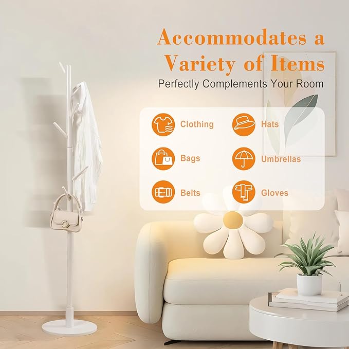 VECELO Coat Rack Freestanding, Entryway Hanger Stand, Umbrella Holder