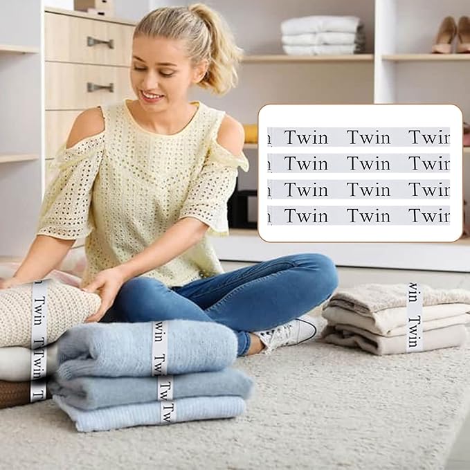4PCS Bed Sheet Organizer Bands, Storage Labels and Sheet Keepers for Linen Closet - Elastic Bedding Straps for Foldable Bed Sheet, Pillow Case, Duvet (Twin)