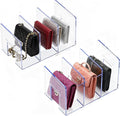 YAGELI Clear Acrylic Purse/Handbag Organizer - 3 Sections Divider for Closet Storage - Sturdy Organizer Rack for Purses, Handbags, and Clutches(2Pack-3Sections)