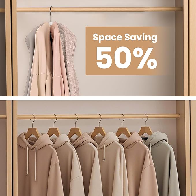 OHIYO 4-Pack 360° Swivel Hoodie Hangers with 6 Cedar Balls, Closet Organizer for Bra, Scarves, Belts, Purse & Accessories Storage