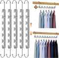 12 Pack Space Saver Hangers for Clothes, 6 Holes Expandable to 9 Holes 304 Stainless Steel Heavy Duty Multi Hangers Space Saving for Closet Bedroom Dormitory RV Outdoors