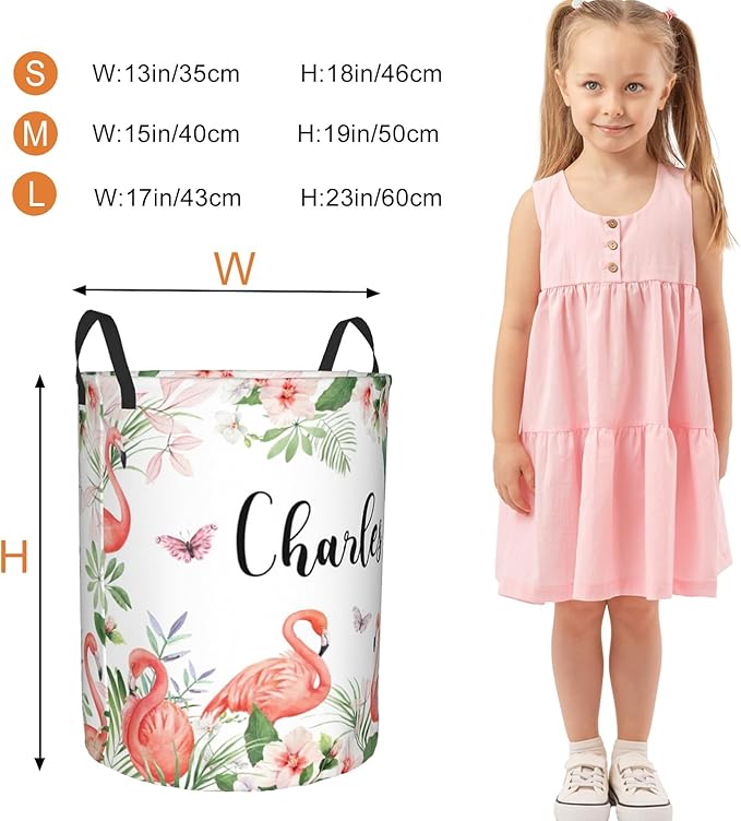 Custom Name Laundry Basket, Personalized Collapsible Laundry Hamper with Name for Bathroom Bedrooms, Customized Dirty Clothes Hamper Storage Basket Gifts for Kids Boys Girls Baby Men Women