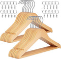20 Pack Wooden Baby Hangers Wood Kids Hangers with Ring Clips for Closet Children Clothes Hangers with Pants Bar Shoulder Notches Swivel Hooks,12.5X 7.5 Inches