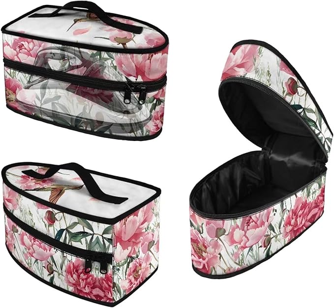 Pink Flower Iron Case Storage Fits Traveling Outing,Bird Steam Iron Carrying Case Iron Protective Cover Travel Steamer Bag with Handle