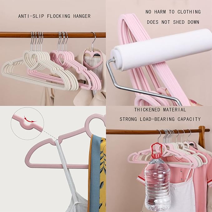 Velvet Hangers 20 Pack, 16" Non Slip Adult Hangers, 360 Degree Swivel-Hook, Ultra Slim Clothes Felt Hanger Space Saving, Durable & Cute for Coats, Jacket, Shirts, Dress (Velvet, Heart)