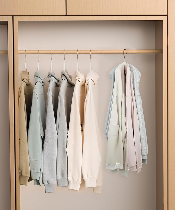 OHIYO 2-Pack 360° Swivel Hoodie Hangers with 6 Cedar Balls, Closet Organizer for Bra, Scarves, Belts, Purse & Accessories Storage