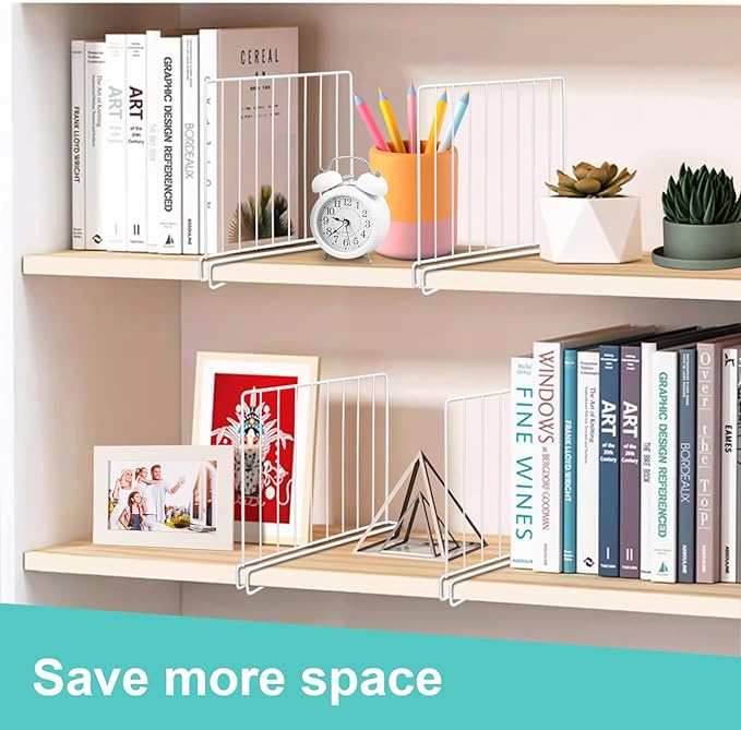 Shelf Dividers for Closet Organization, 8 Pack Metal Closet Shelf Dividers, Closet Shelf Organizer for Wood Closet Separator