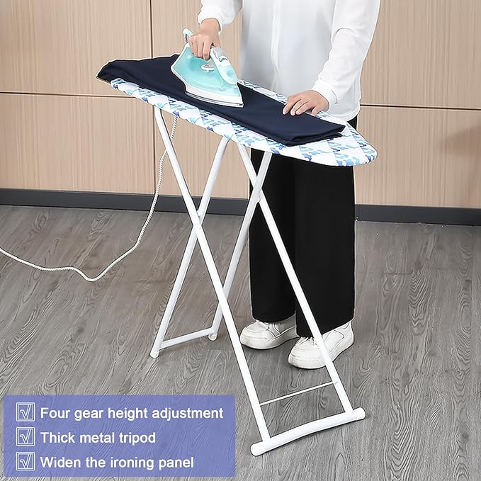 42 inch Wide Ironing Board,with Folding Legs,Height Adjustable Smooth Edge Good Load-Bearing Non-Slip Wear Resistant Ironing Clothes Suitable for Home,Household, Office, Bathroom, Dorm, etc