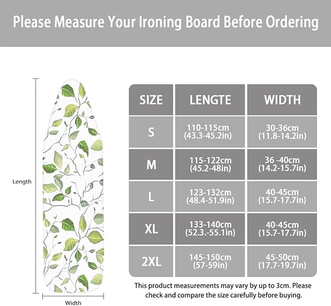 Large Ironing Board Cover,Ironing Mat,Iron Board Cover,Leaf Ironing Board Cover,Iron Board Covers,Chic Plant Print Small