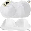 Large Bra Laundry Bags for Washing Machine, Fits All Cups Anti Deformation Bra Washing Bag, Lingerie Bags for Washing Delicates (4 Pack - Whitebag)