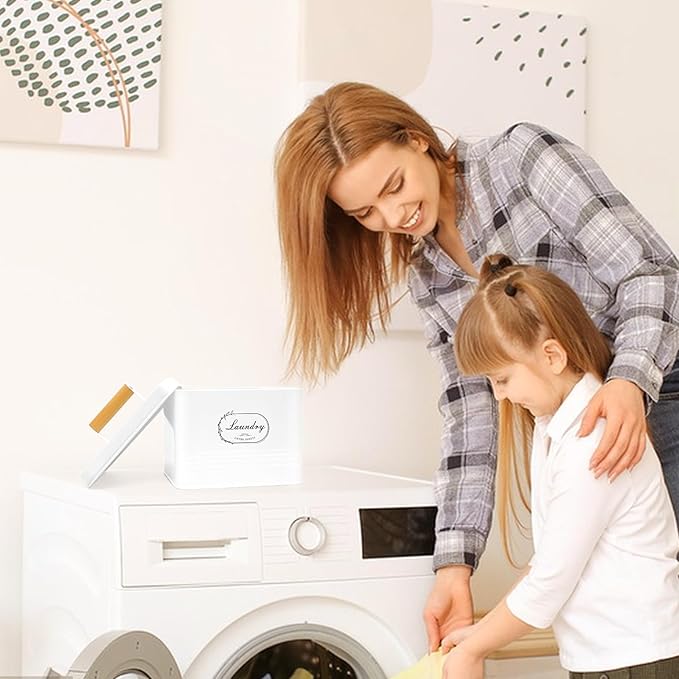 Dryer Sheet Container with Lid for Laundry Room Organization and Storage, Galvanized Metal Farmhouse Design Dryer Sheet Holder for Laundry Room Decoration, Dryer Sheet Dispenser Container