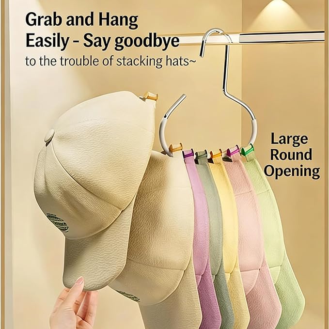 Durable Steel Hangers: Maximize Closet Space with Versatile Storage, Hat Organizer, Stainless Hat Hanger, Multifunctional Steel Hangers for Hats, Scarves, Belts, Ties, Bra, Anti-Slip (18, White)