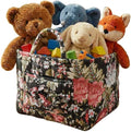 Quilted Fabric Basket Car Storage Basket Boho Floral Laundry Hamper for Nursery Bedroom & Living Room | Organize Clothes Toys