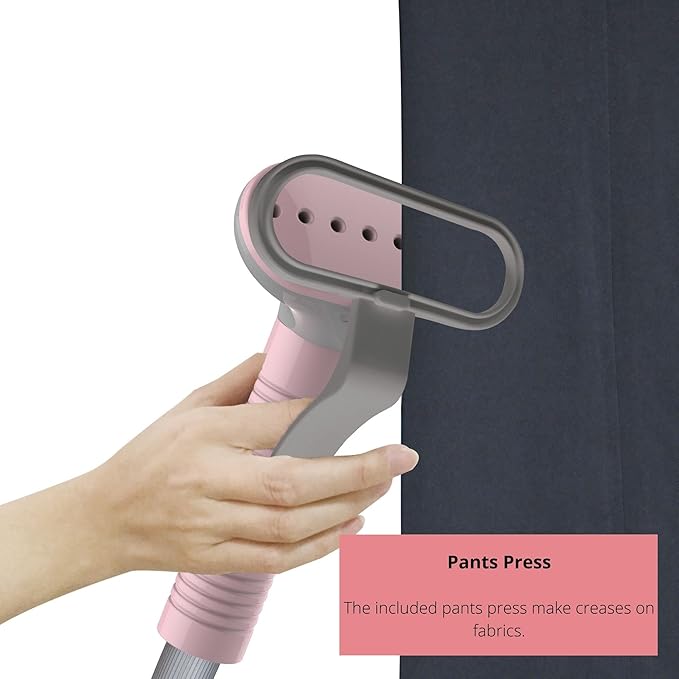 SALAV® GS06-DJA Standing Steamer with Garment Hanger, 1.3L Water Tank for 1 Hour Continuous Steaming, Heats in 45 Seconds, Double-Insulated Steam Hose (Pink)