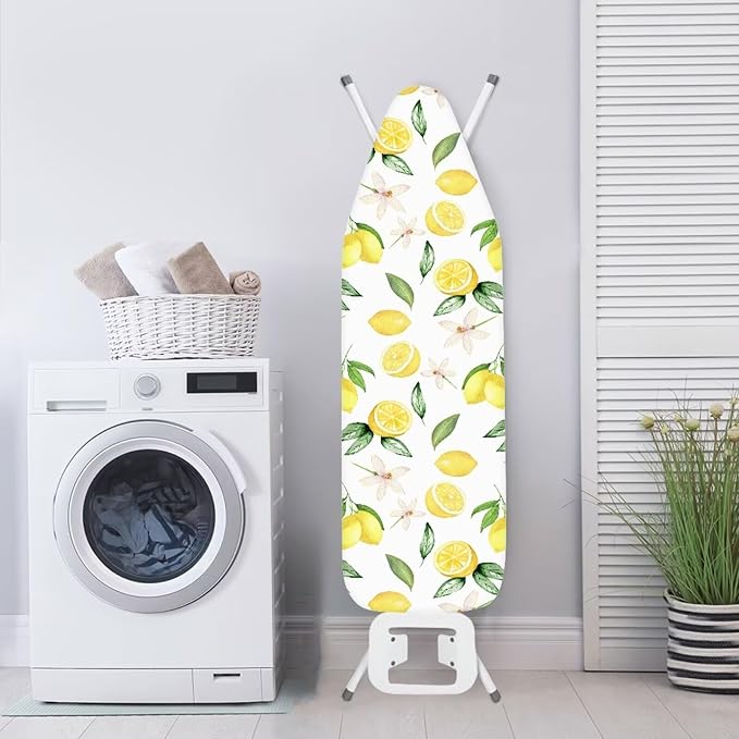 Lemon Flowers Heat Reflective Iron Pad for Table Top Soft Non Stick Scorch and Stain Resistant Standard Size Fit Extra Wide 15 x 54 Ironing Boards Protectors for Home Decor