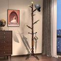 Wooden Coat Rack Freestanding 14 Hooks, Vintage Coat Hanger Stand, Coat Tree Adjustable Height 73", coat racks free standing for Entryway Hallway (Brownish Triangle base)