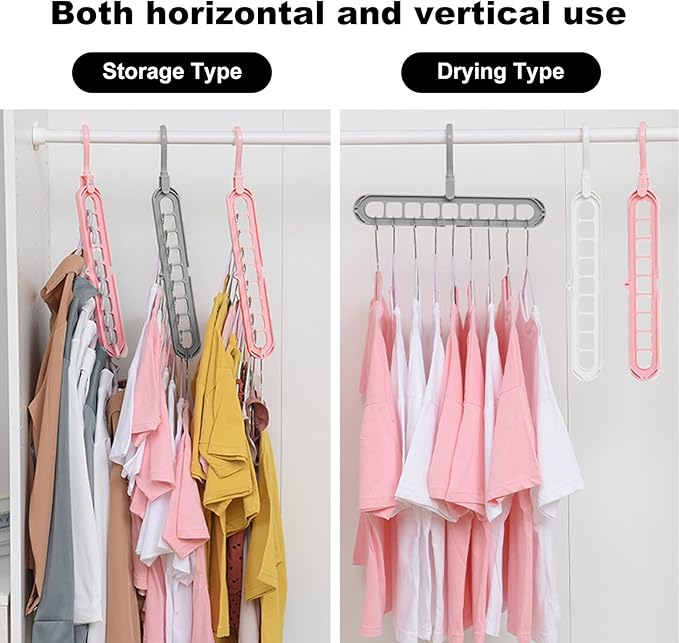 Closet Organizers and Storage,College Dorm Room Essentials,Pack of 6 Multifunctional Organizer Magic Space Saving Hangers with 9 Holes Storage Organization for Wardrobe Closet