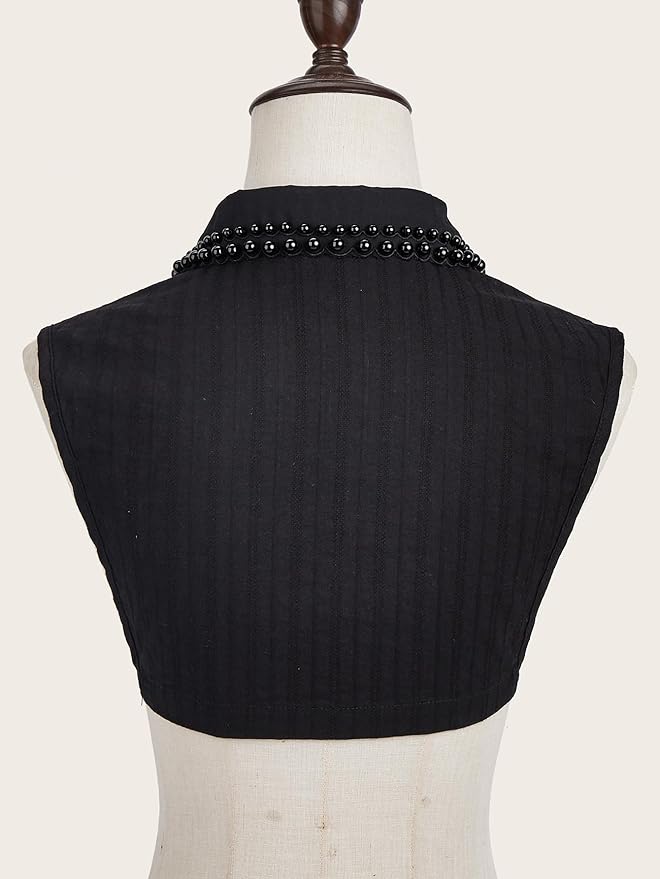 Handcrafted Faux Diamond and Pearl Fake Collar Shirts Versatile Dickey Collar Half Shirt Collar for Women