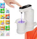 Electric Laundry Detergent Dispenser with Graduated Cup, Smart Laundry Detergent Pump, 2000mAh Rechargeable Fabric Softener Dispenser with Lock Function, for Laundry Room Organization (White)