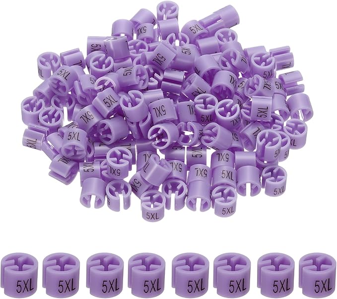 PATIKIL 300 Pcs Clothes Hanger Markers 5XL Fit Rod Garment Size Tag Hanger Clips Round Color Coding Label for Clothing, Light Purple