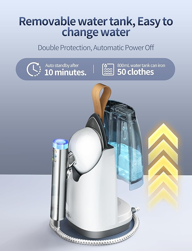 Sundu Handheld & Vertical Garment Steamer, 2-in-1 Portable Design, 30s Heat-Up, 6 Steam Modes, 800mL Tank, Auto Shut-Off for Wrinkle Removal, White