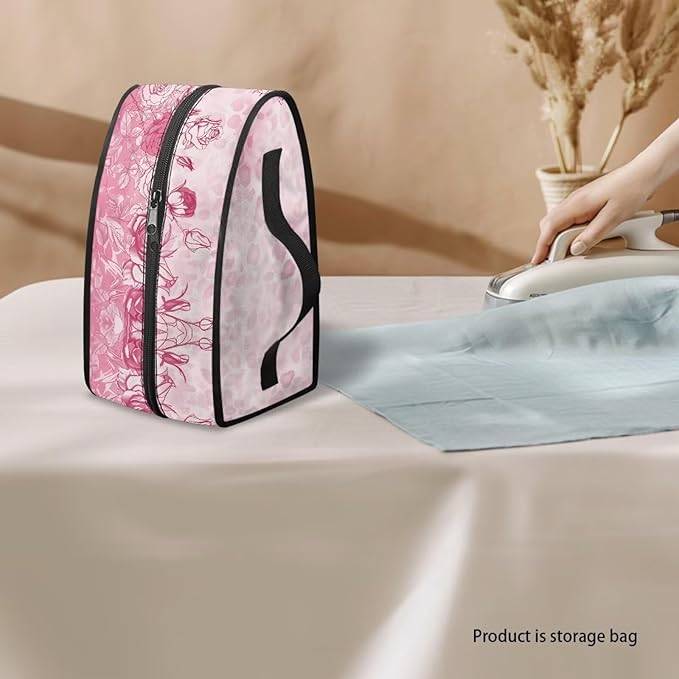 Pink Rose Iron Carrying Bag Portable Travel Irons Holder Easy to Carry Hard Storage Carrying Case with Handle,Case Only