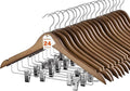 HOUSE DAY Wooden Hangers with Clips 24 Pack, Heavy Duty Walnut Wood Pants Hanger, Premium Skirt Hanger with Adjustable Clips, Solid Clip Hangers for Suit, Blouse, Dress, Coat, Jacket, Bottom
