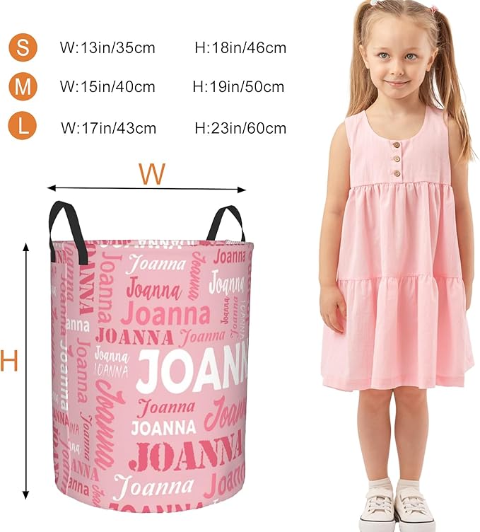 Custom Name Laundry Basket, Personalized Collapsible Laundry Hamper with Name for Bathroom Bedrooms, Customized Dirty Clothes Hamper Storage Basket Gifts for Kids Boys Girls Baby Men Women